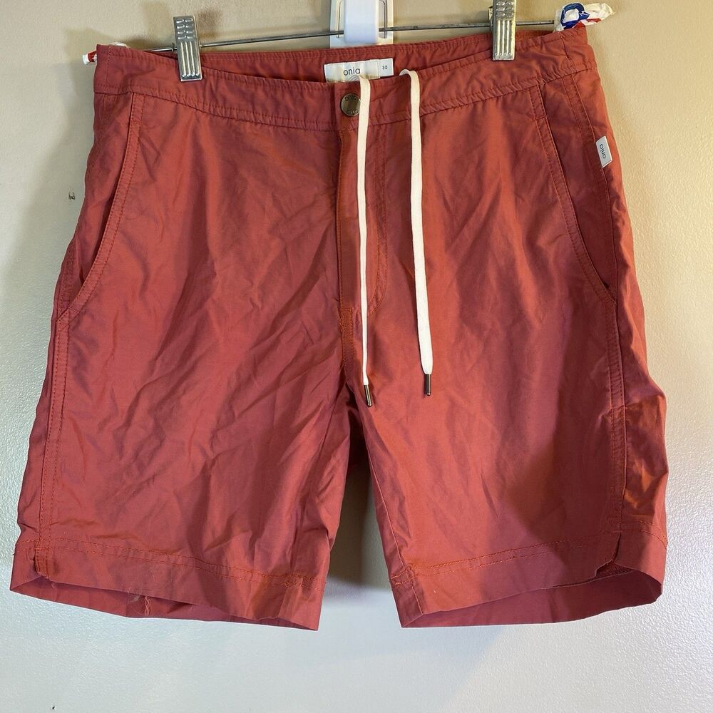 Onia The Calder Swim Trunks Hand Drawn Coral Red  Men's 30"